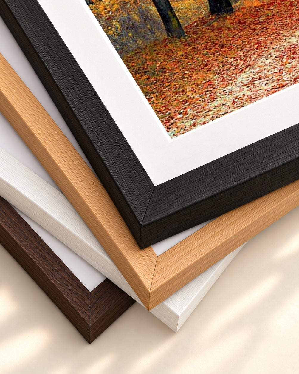 Park In The Autumn Art Print — framed print corner with 5 cm mount and bevel