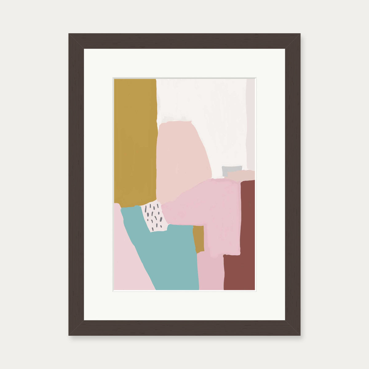 Pastel Abstract Design Art Print — 30 x 40 cm — Brown Frame
