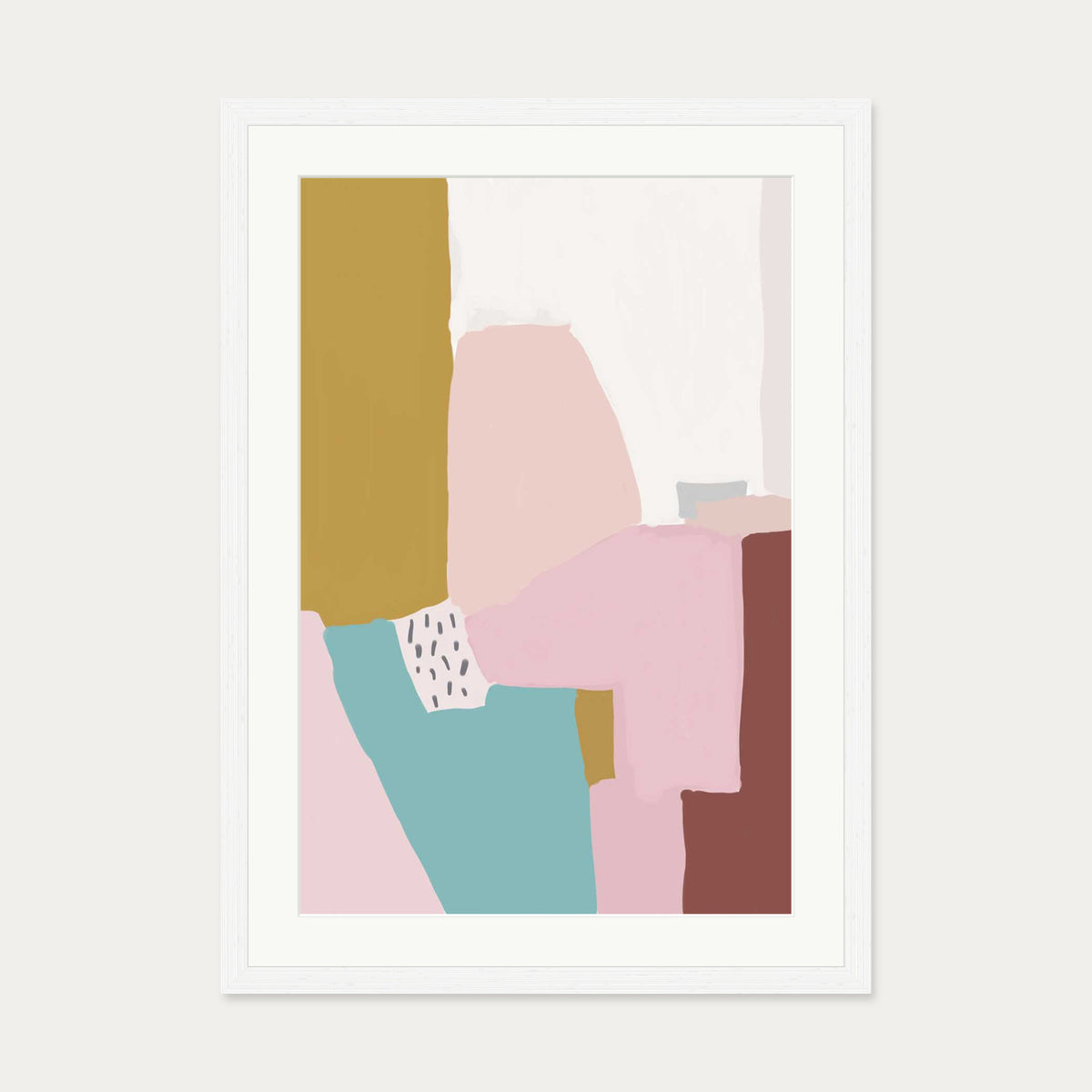 Pastel Abstract Design Art Print — 50 x 70 cm — White Frame