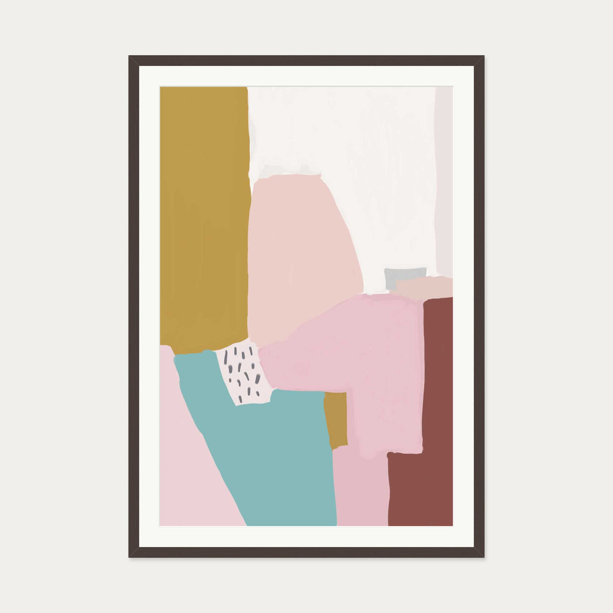 Pastel Abstract Design Art Print — 70 x 100 cm — Brown Frame