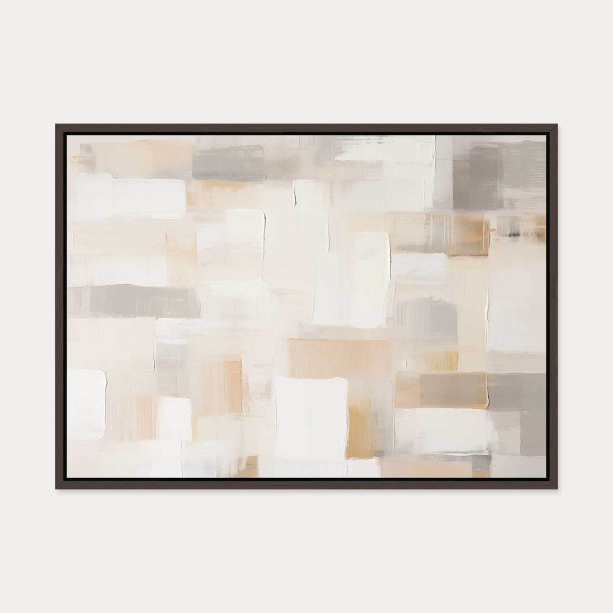 Patchwork Beige Canvas Art — 50 x 70 cm — Brown Frame