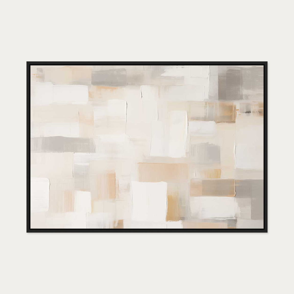 Patchwork Beige Canvas Art — 70 x 100 cm — Black Frame
