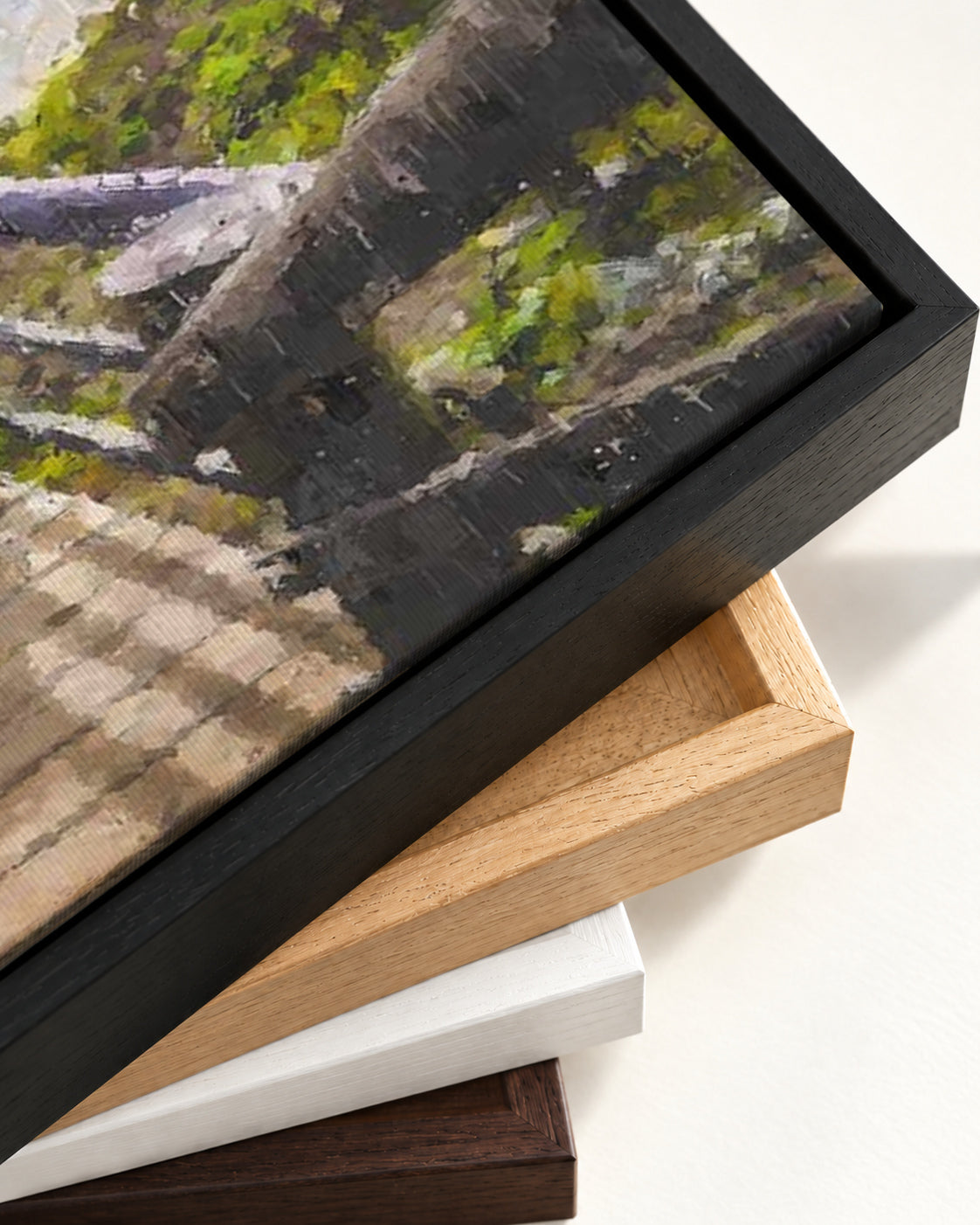 Path To The Beach Canvas Art — framed canvas corner and wrapped canvas detail