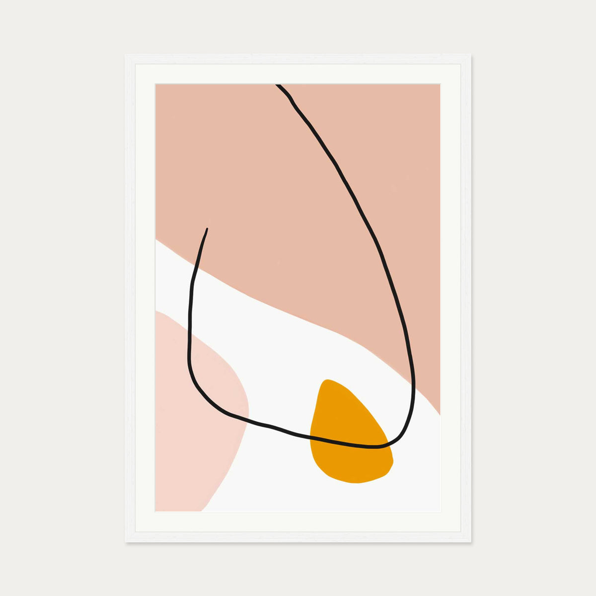 Peach Abstract Blooms Art Print — 70 x 100 cm — White Frame