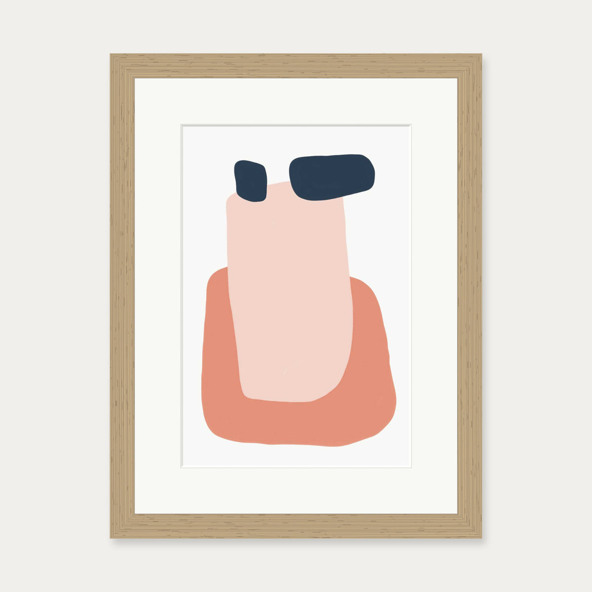 Peach Abstract Shapes Art Print — 30 x 40 cm — Oak Frame