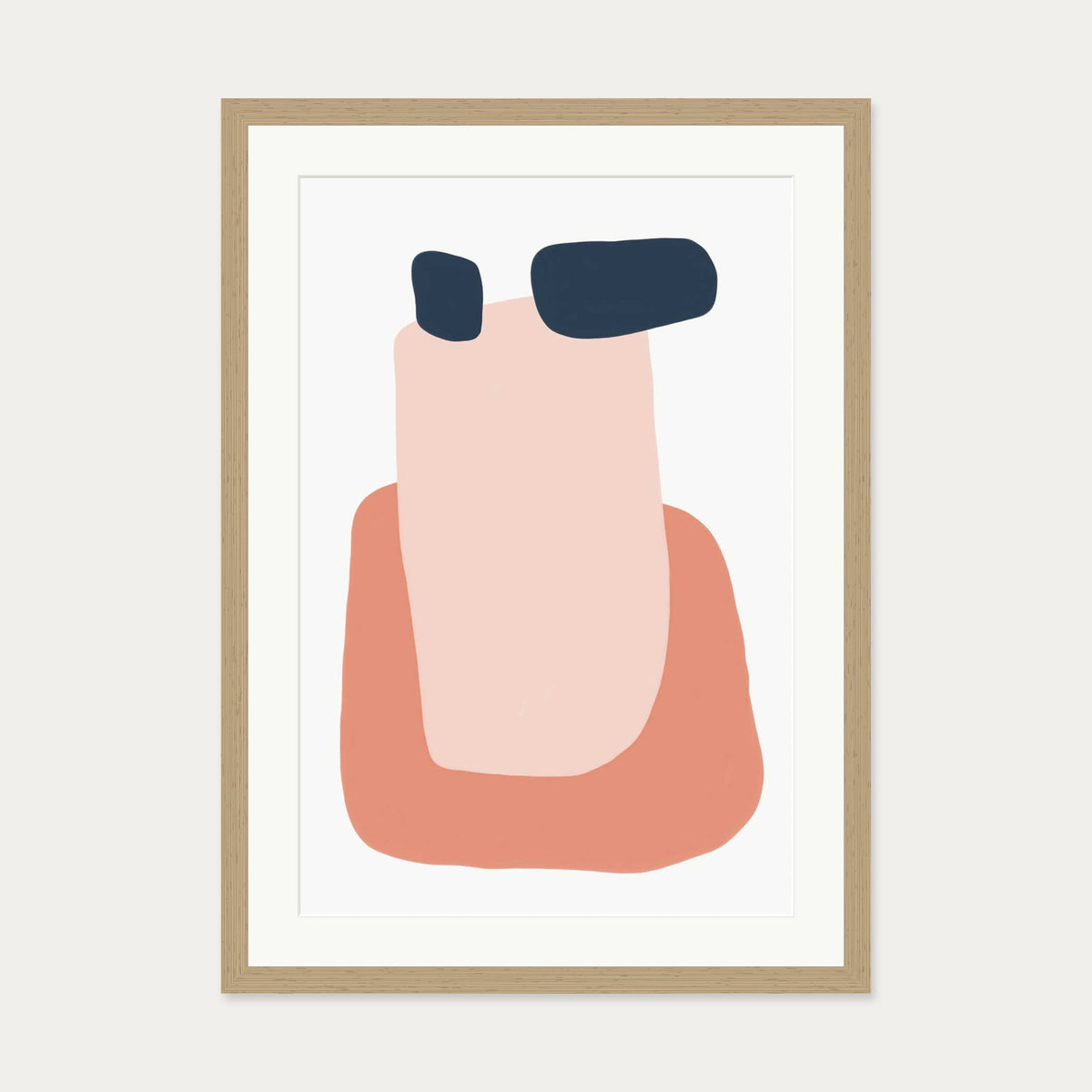 Peach Abstract Shapes Art Print — 50 x 70 cm — Oak Frame