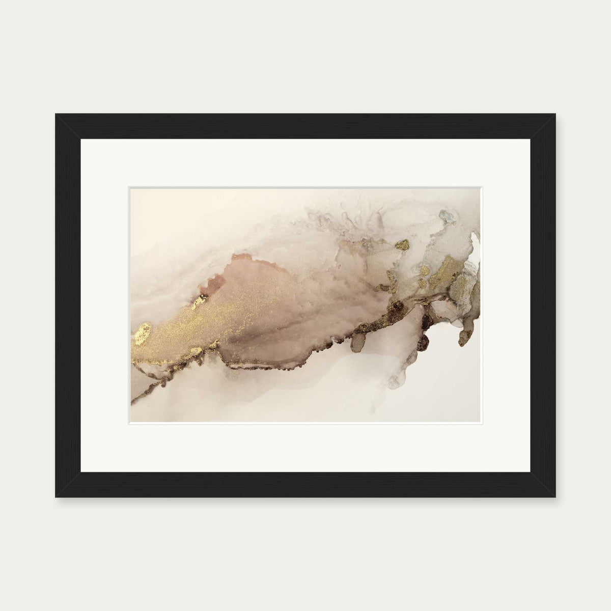 Peach Marble Art Print — 30 x 40 cm — Black Frame
