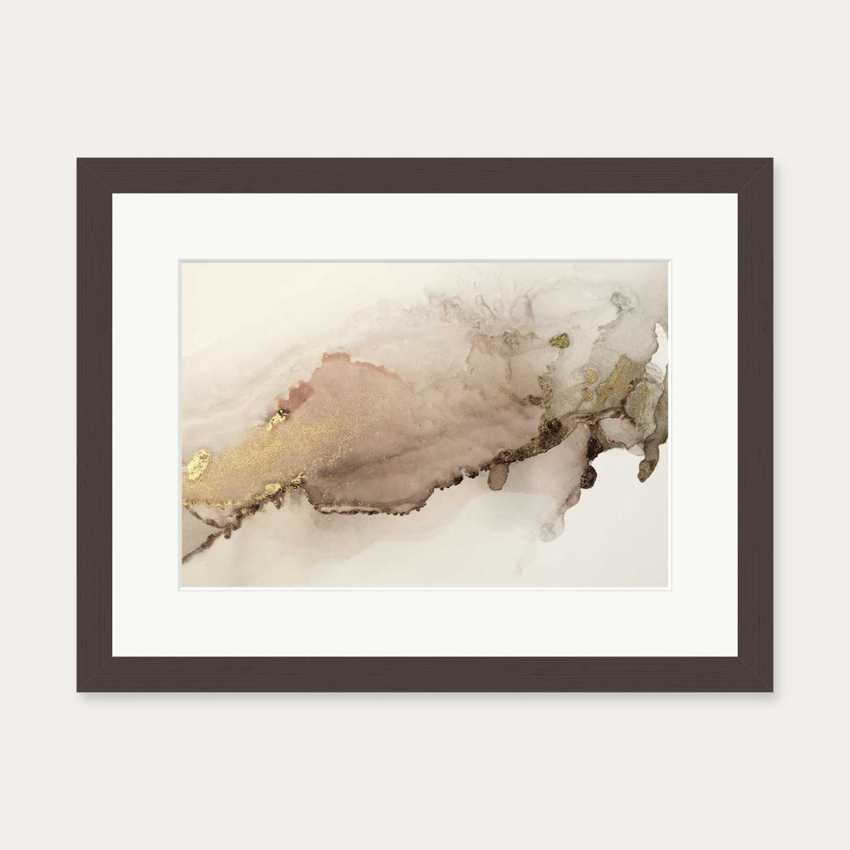 Peach Marble Art Print — 30 x 40 cm — Brown Frame