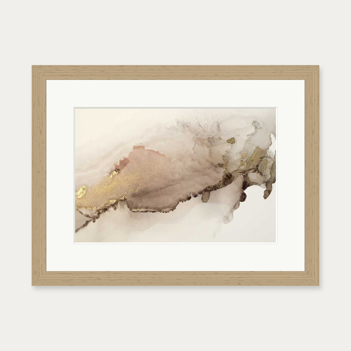Peach Marble Art Print — 30 x 40 cm — Oak Frame
