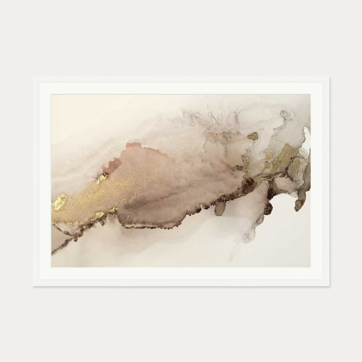 Peach Marble Art Print — 70 x 100 cm — White Frame