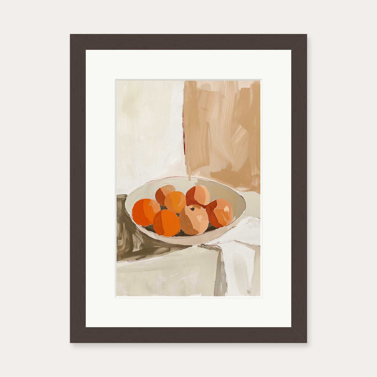 Peach Wall Art Print — 30 x 40 cm — Brown Frame