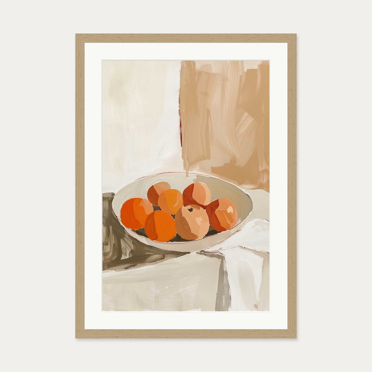 Peach Wall Art Print — 50 x 70 cm — Oak Frame