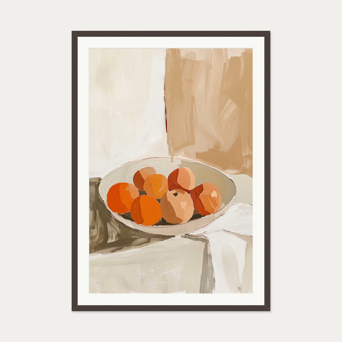 Peach Wall Art Print — 70 x 100 cm — Brown Frame