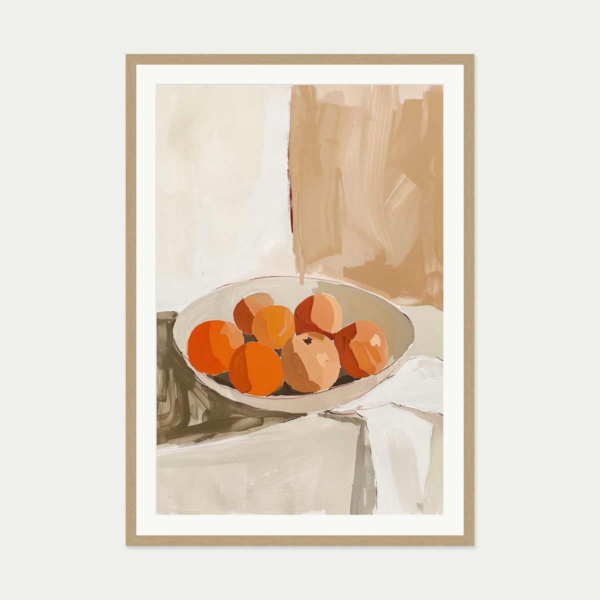 Peach Wall Art Print — 70 x 100 cm — Oak Frame
