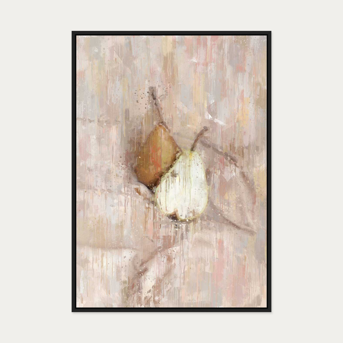 Pears Still Life Painting Canvas Art — 70 x 100 cm — Black Frame