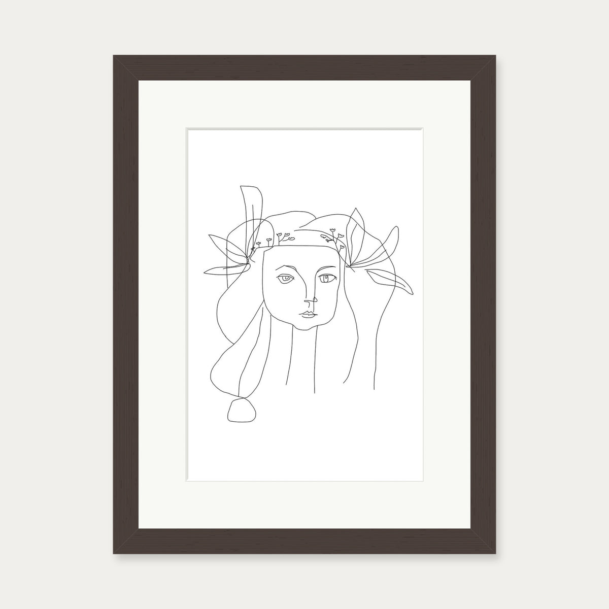 Picasso Female Face Art Print — 30 x 40 cm — Brown Frame