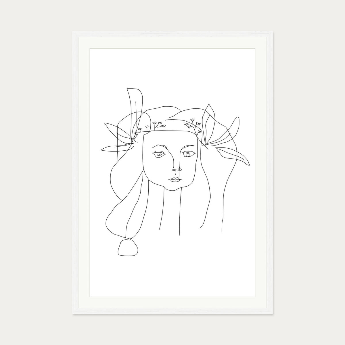 Picasso Female Face Art Print — 70 x 100 cm — White Frame