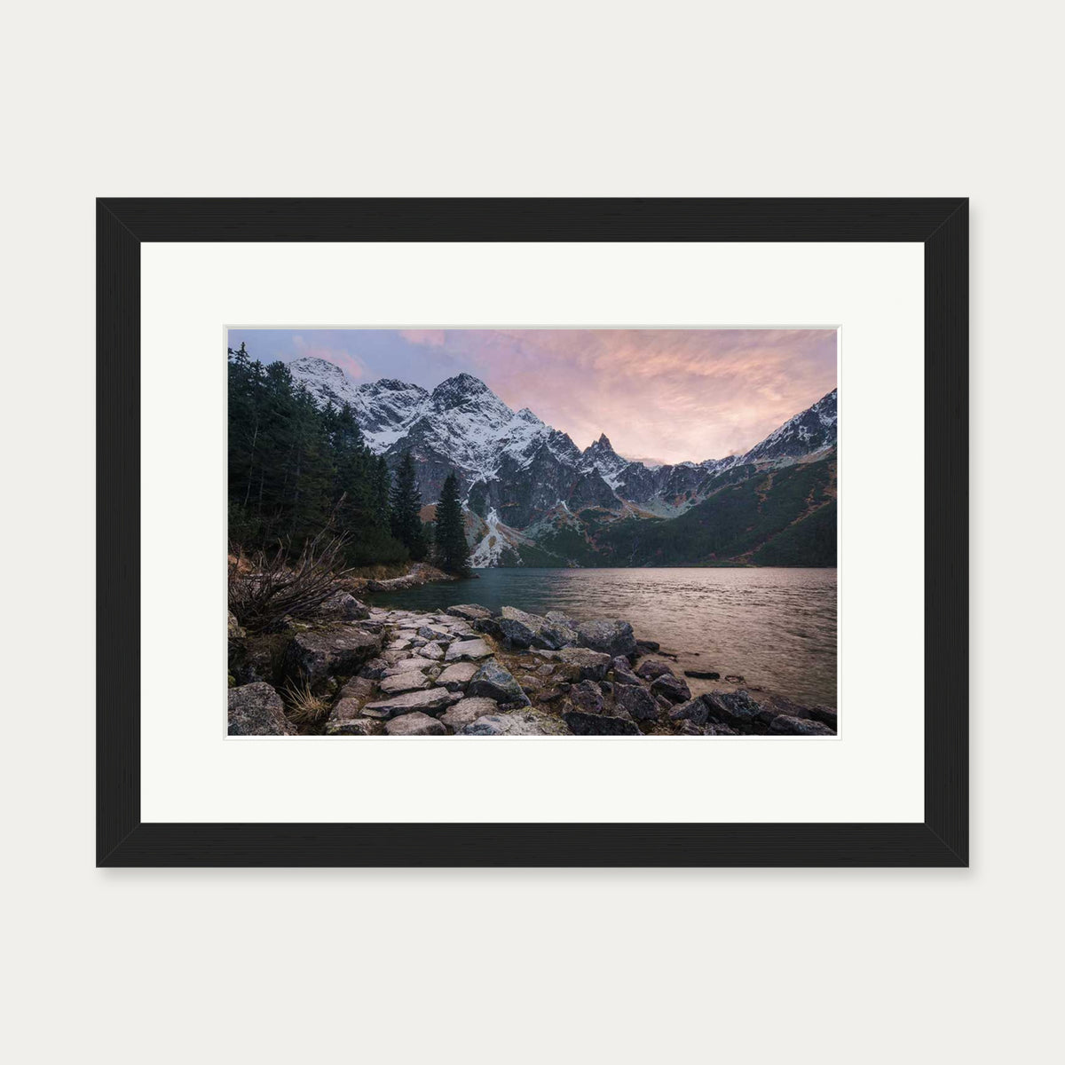 Picturesque Lake Wall Art Print — 30 x 40 cm — Black Frame