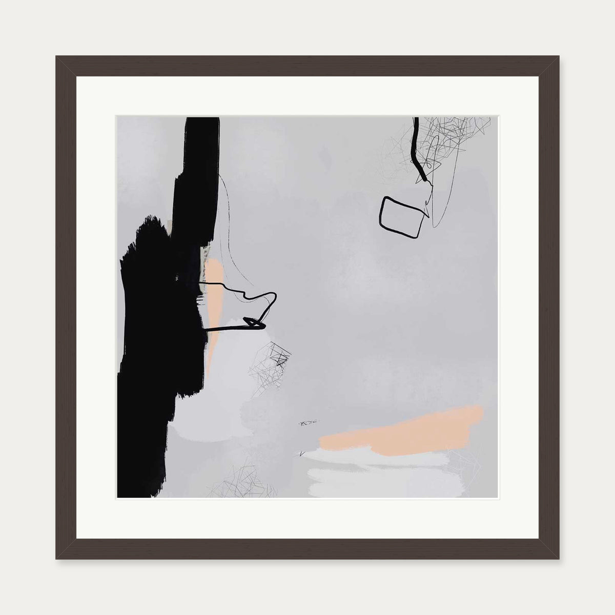 Pillow Talk Art Print — 50 x 50 cm — Brown Frame