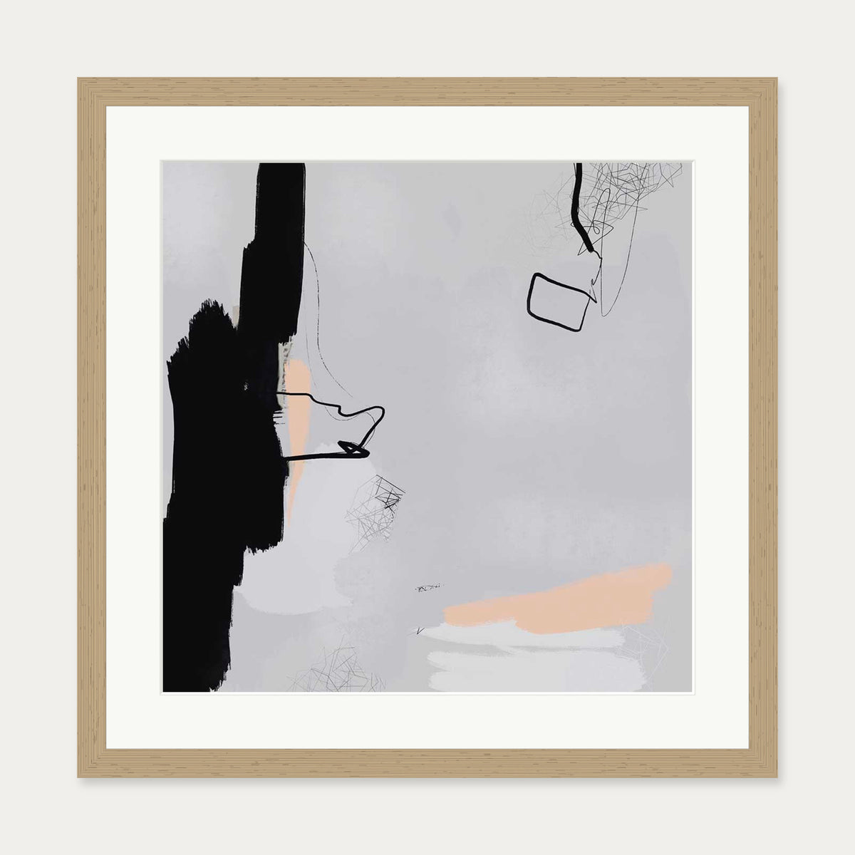 Pillow Talk Art Print — 50 x 50 cm — Oak Frame