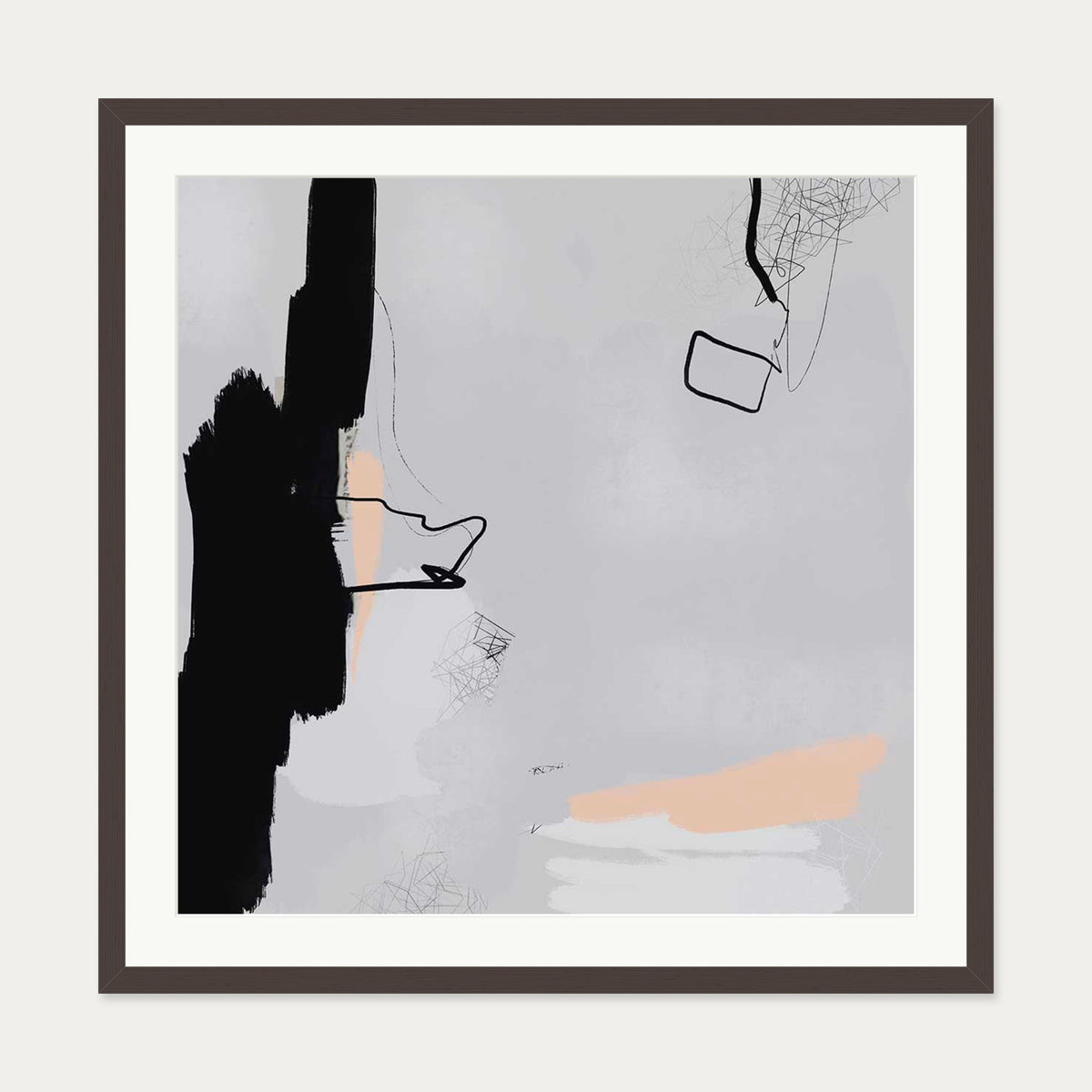 Pillow Talk Art Print — 70 x 70 cm — Brown Frame