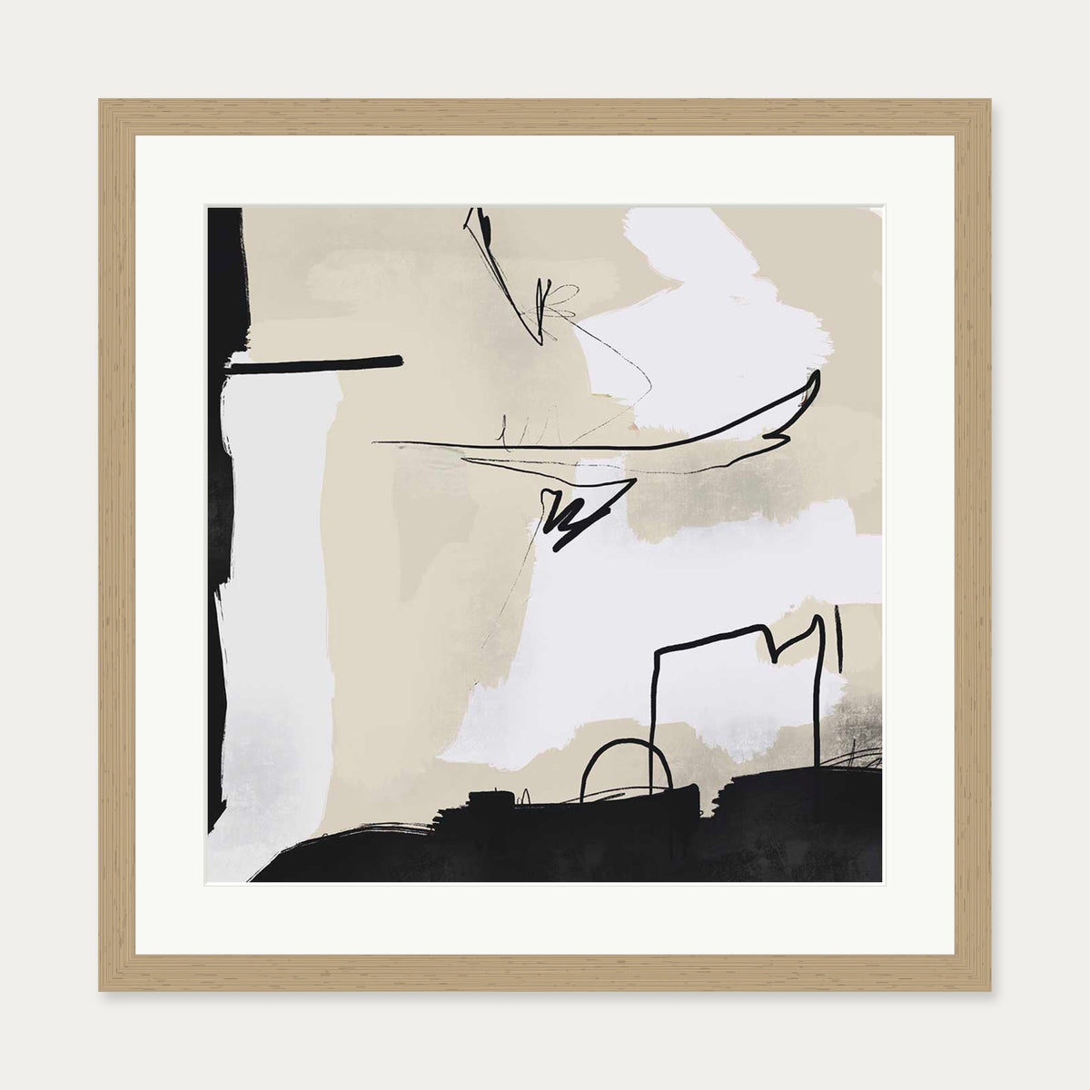 Pillow Talk II Art Print — 50 x 50 cm — Oak Frame