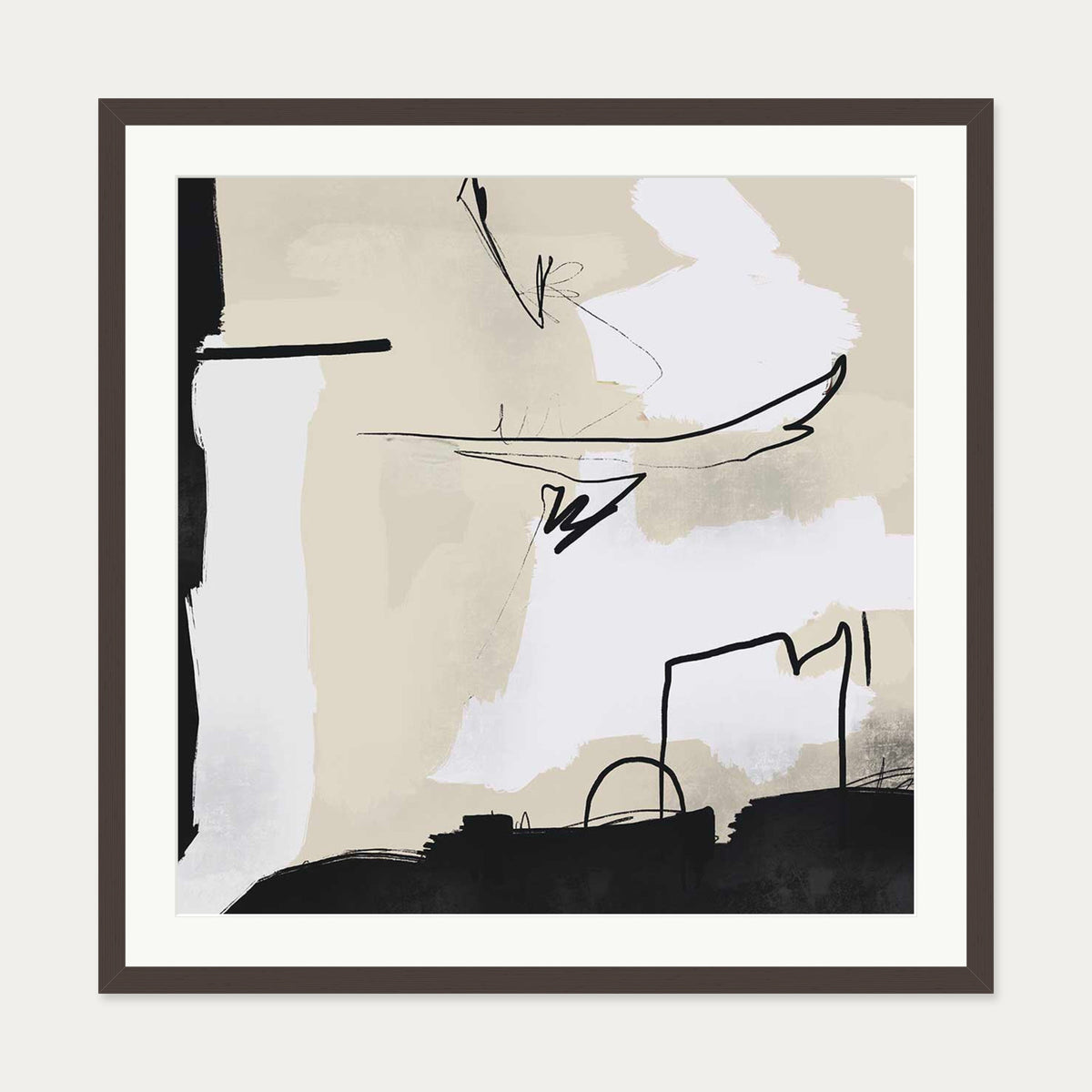 Pillow Talk II Art Print — 70 x 70 cm — Brown Frame