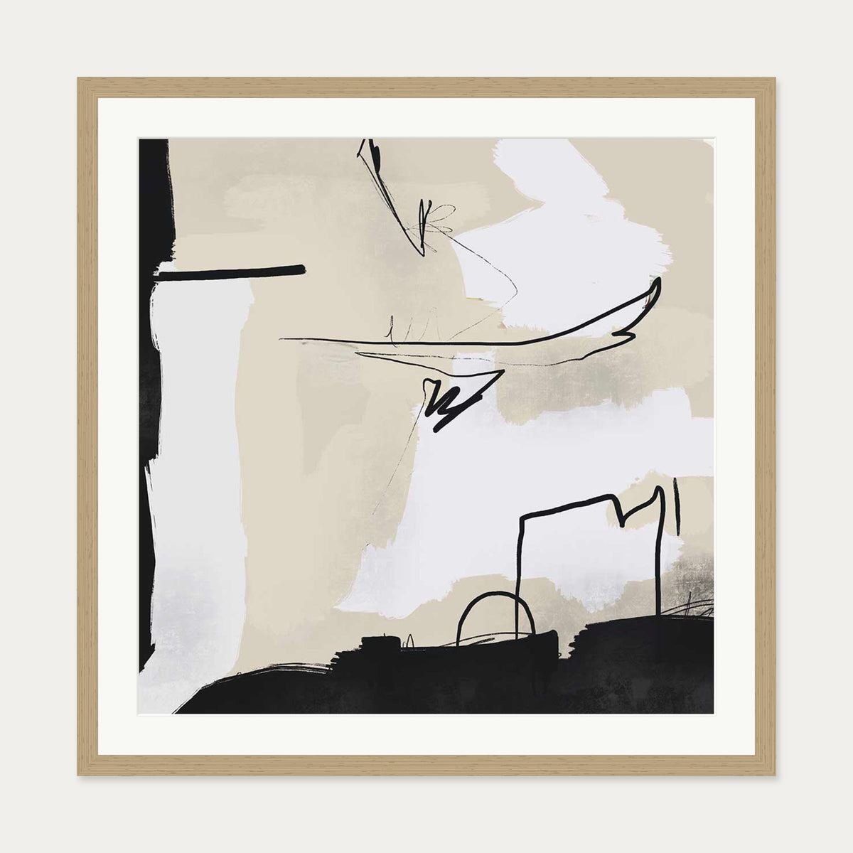Pillow Talk II Art Print — 70 x 70 cm — Oak Frame