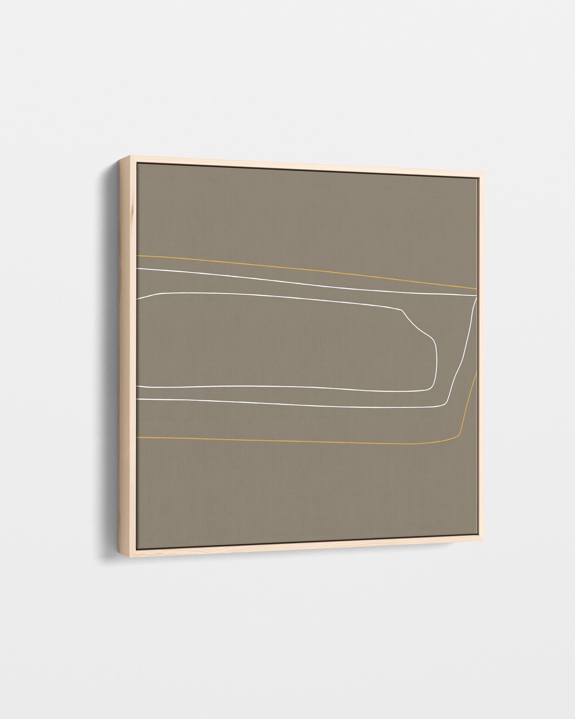 Brown On White Gold Lines Canvas Art