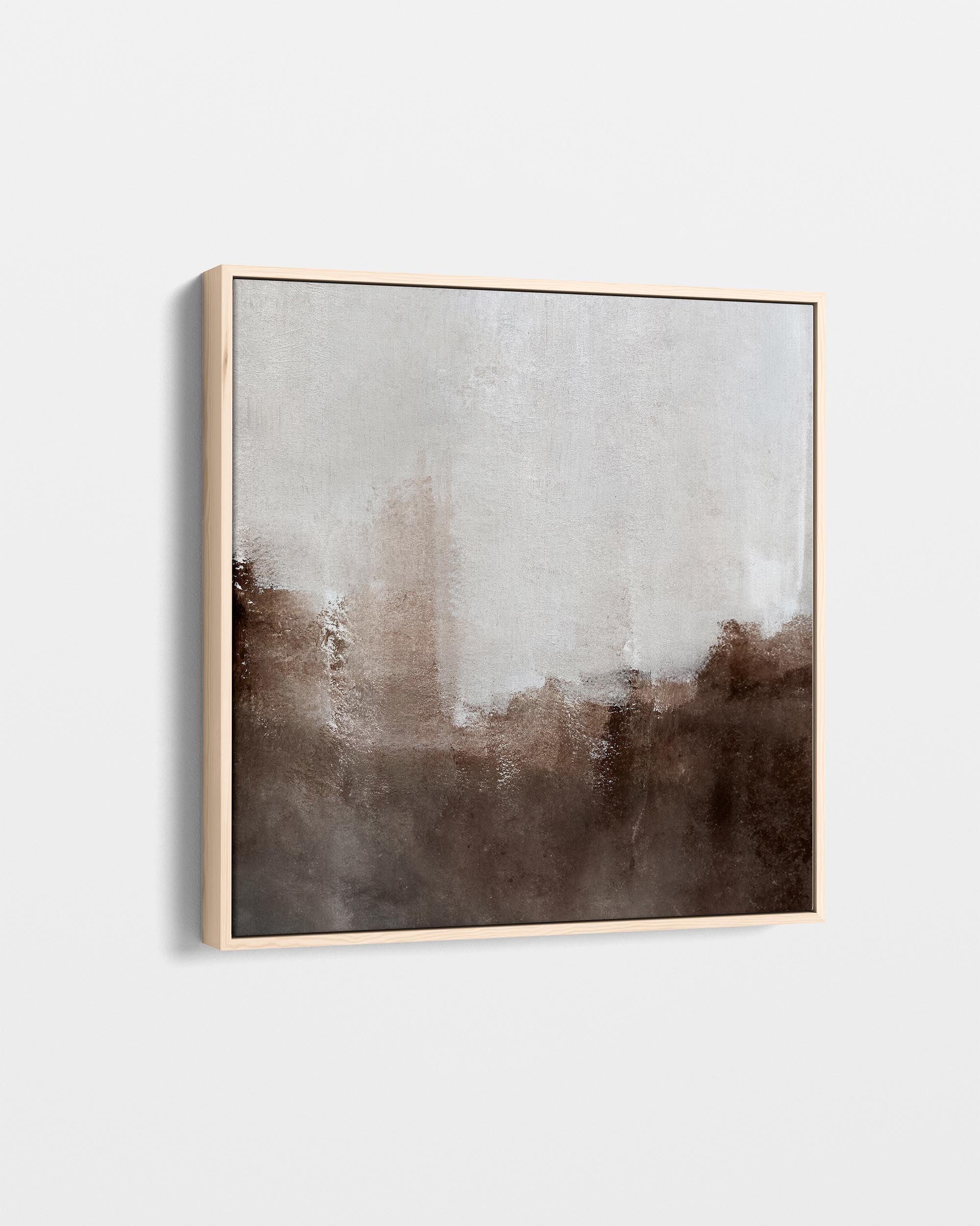 Abstract painting with a gold frame on a white background
