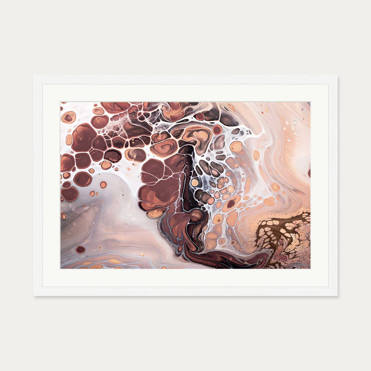 Pink Abstract Marble II Wall Art Print — 50 x 70 cm — White Frame