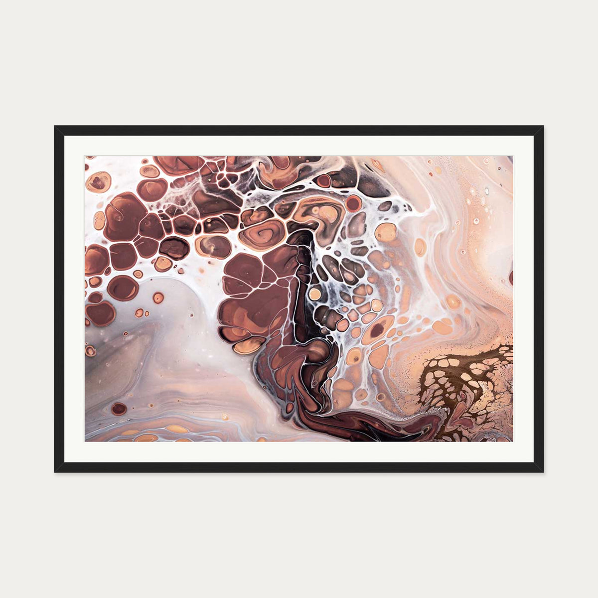 Pink Abstract Marble II Wall Art Print — 70 x 100 cm — Black Frame