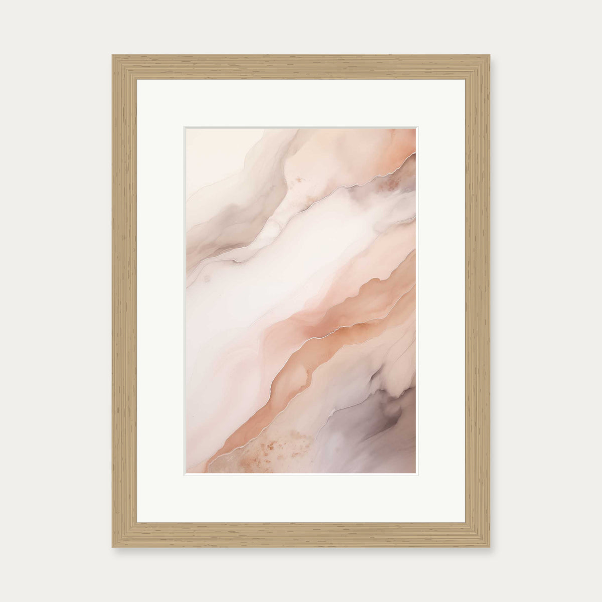 Pink Marble Art Print — 30 x 40 cm — Oak Frame