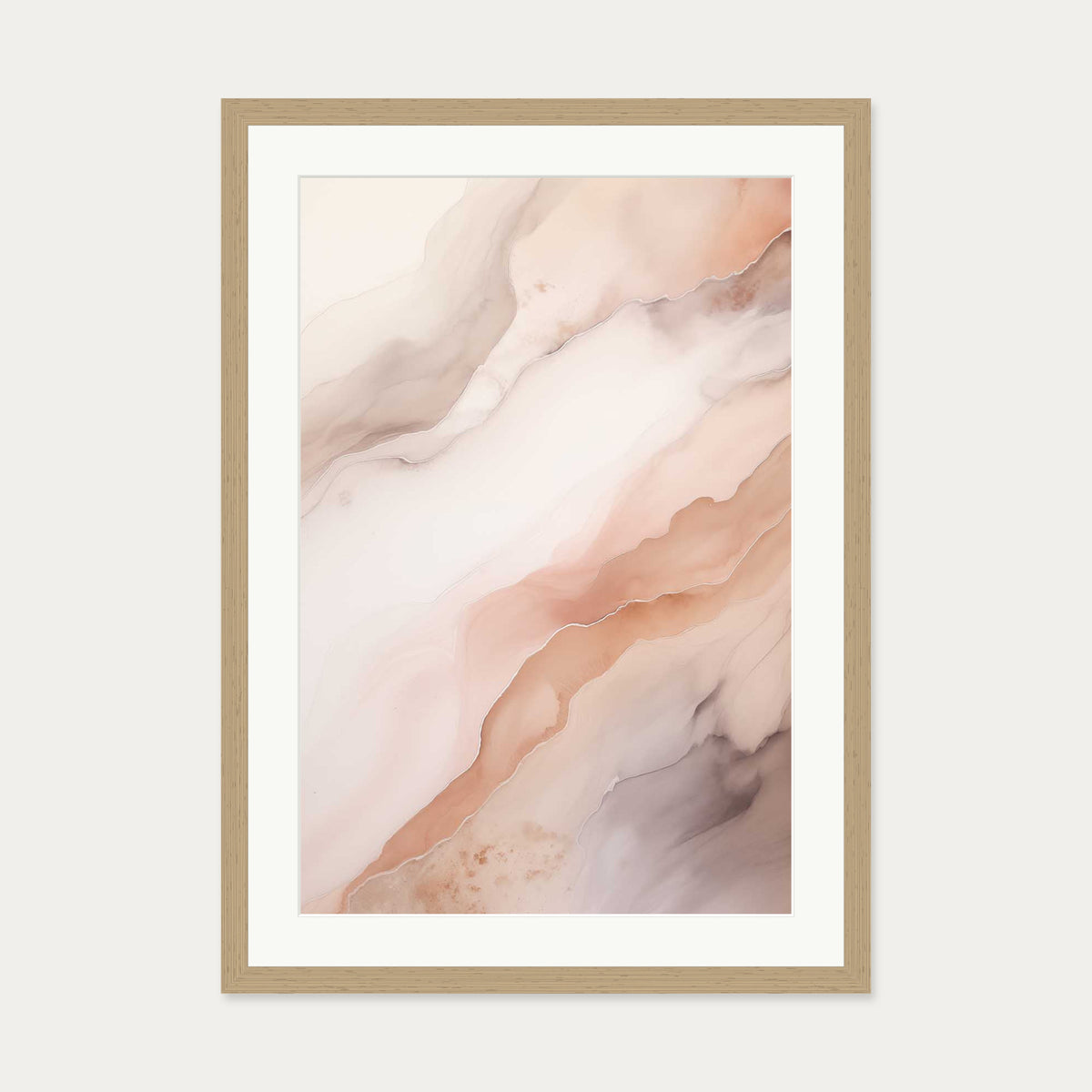 Pink Marble Art Print — 50 x 70 cm — Oak Frame