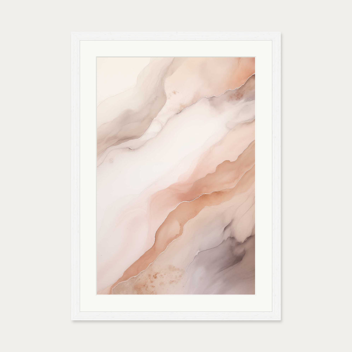 Pink Marble Art Print — 50 x 70 cm — White Frame