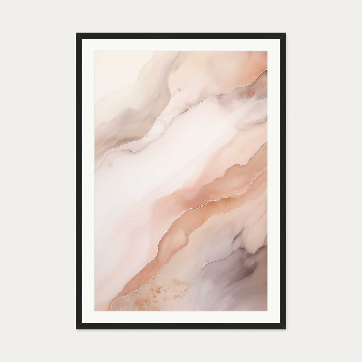 Pink Marble Art Print — 70 x 100 cm — Black Frame