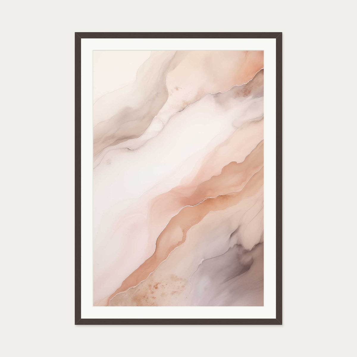 Pink Marble Art Print — 70 x 100 cm — Brown Frame