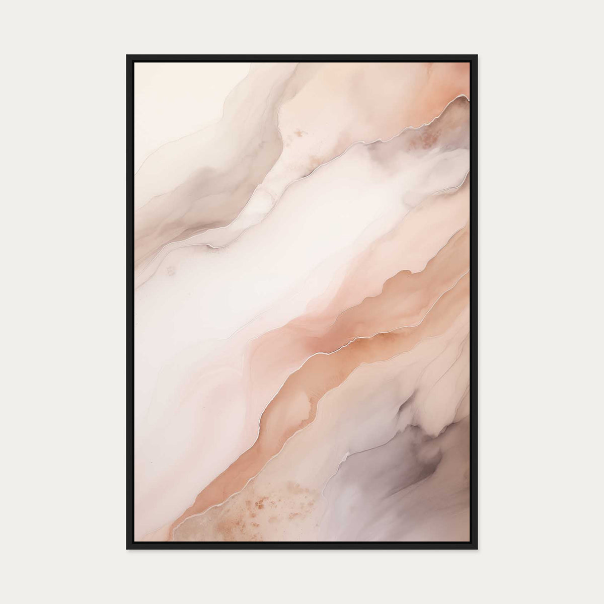 Pink Marble Canvas Art — 70 x 100 cm — Black Frame