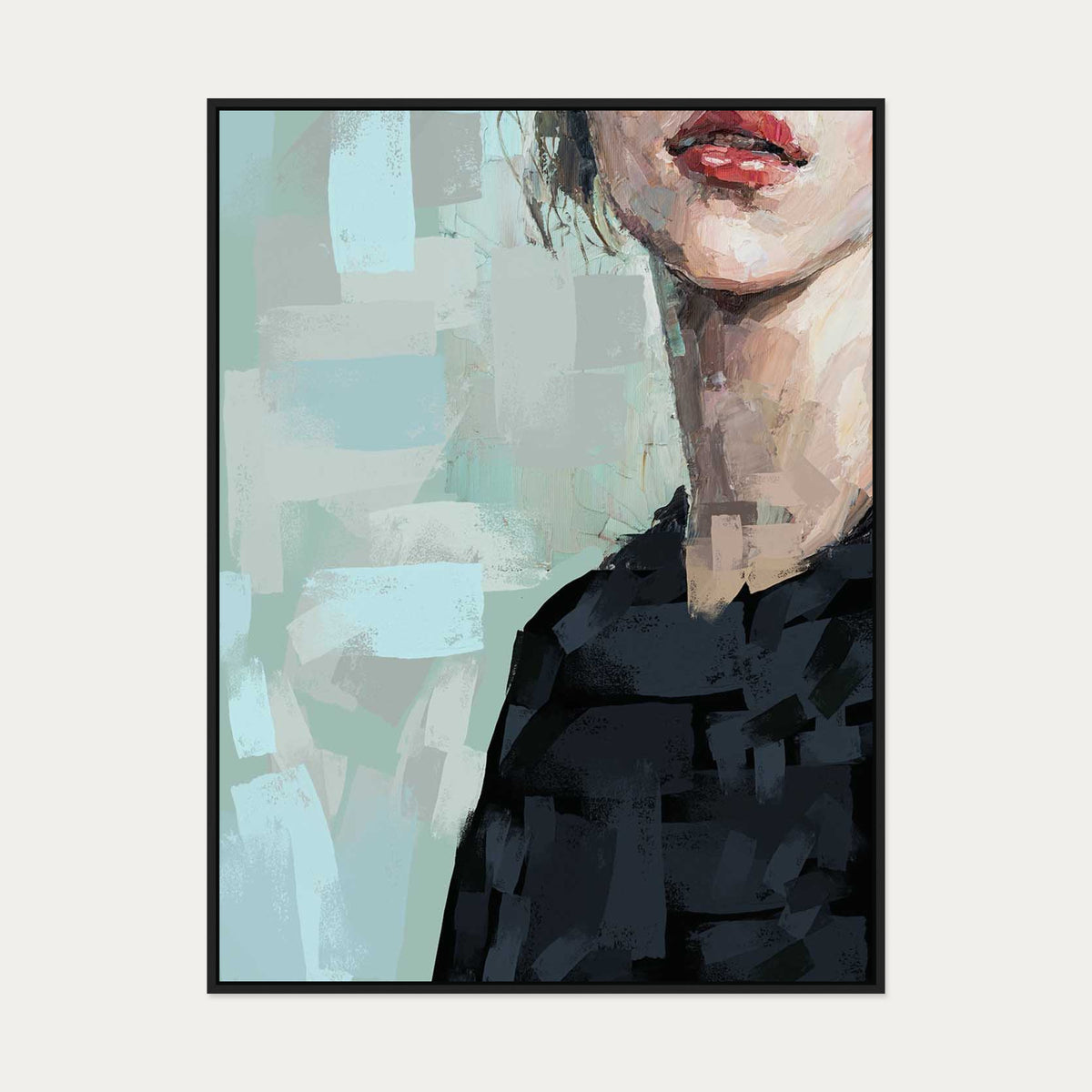 Portrait Of A Woman Canvas Art — 90 x 120 cm — Black Frame