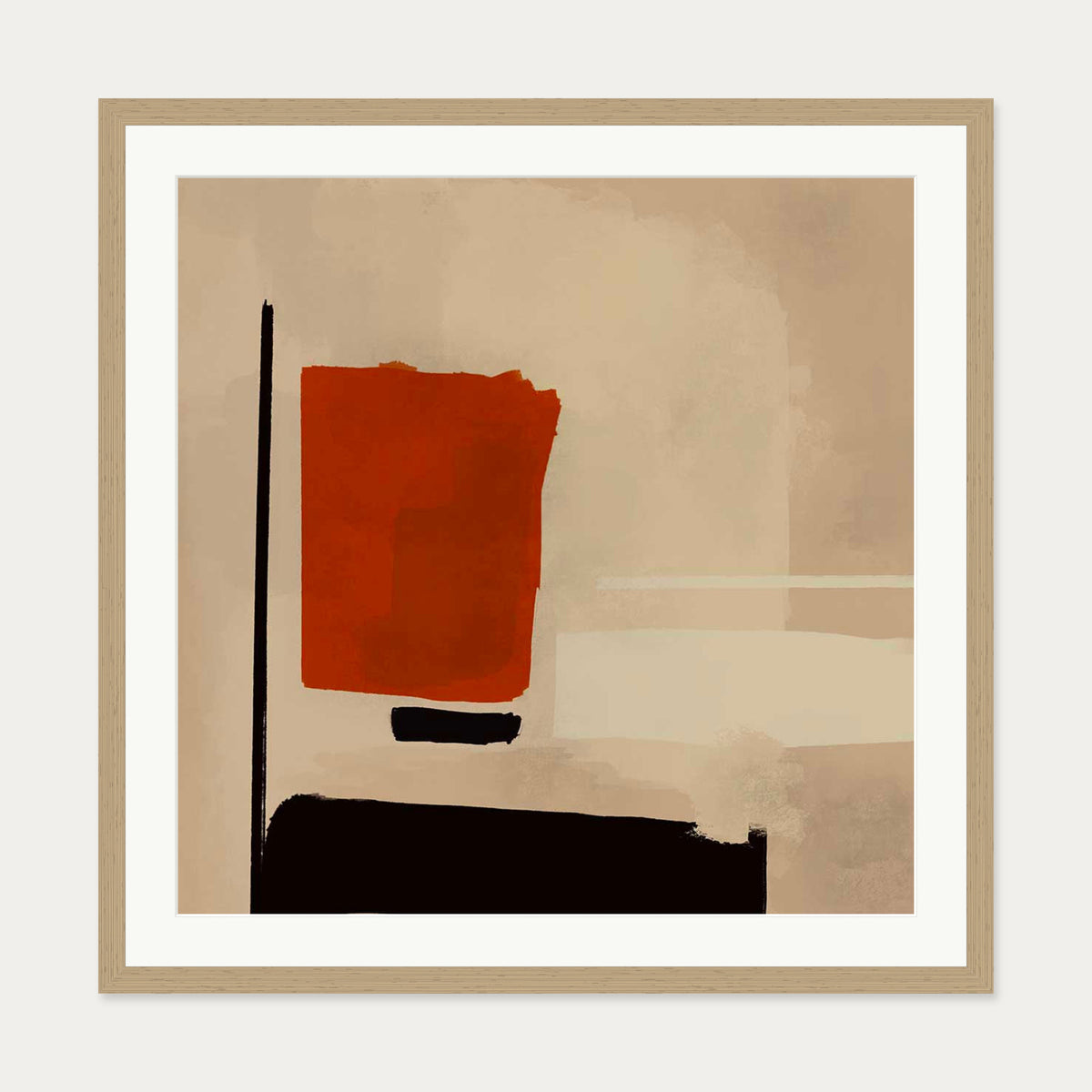Reaching Out Art Print — 70 x 70 cm — Oak Frame