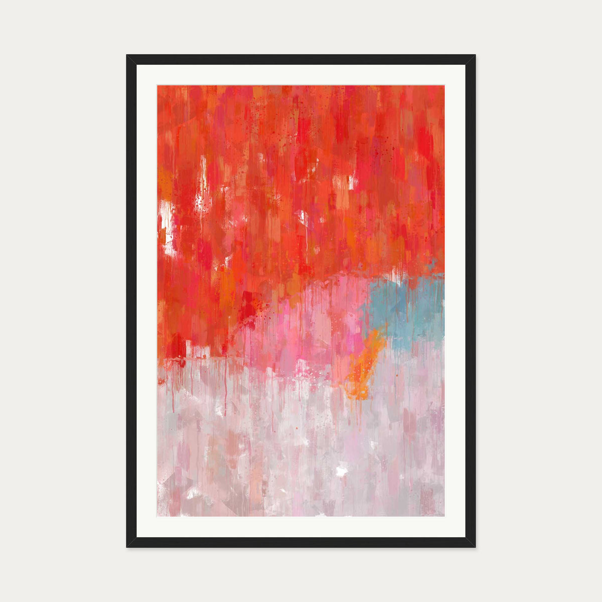 Red Abstract Texture Art Print — 70 x 100 cm — Black Frame