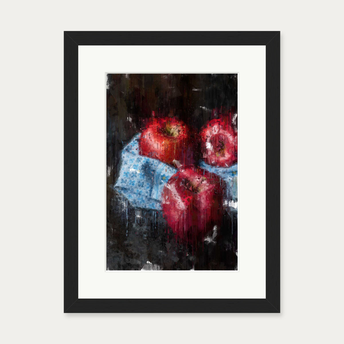 Red Apples Painting Art Print — 30 x 40 cm — Black Frame
