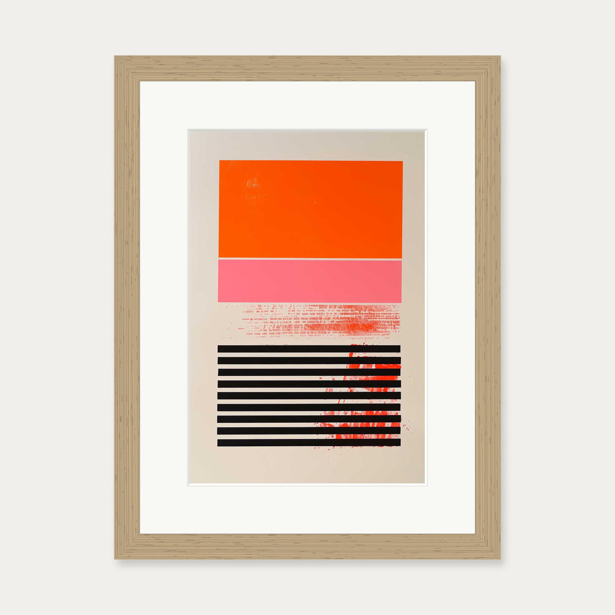 Red Block Art Print — 30 x 40 cm — Oak Frame