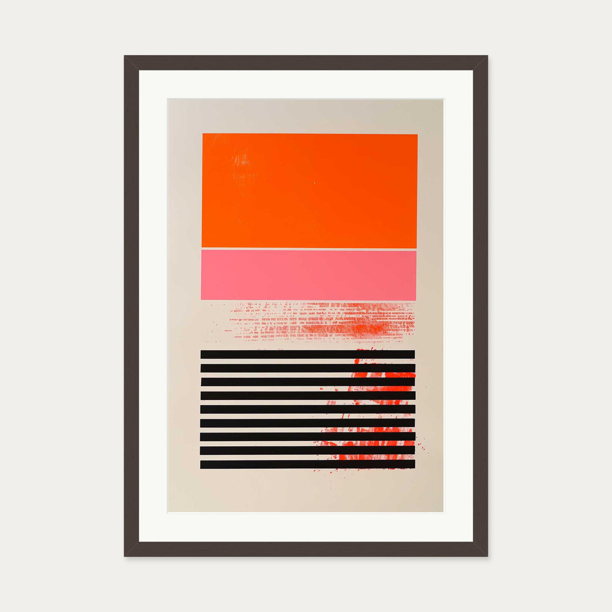 Red Block Art Print — 50 x 70 cm — Brown Frame