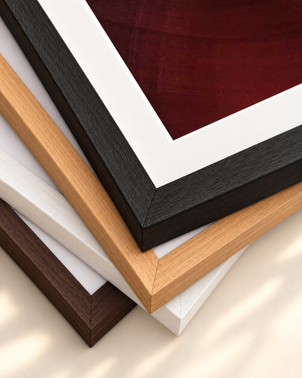 Red Valley Wall Art Print — framed print corner with 5 cm mount and bevel