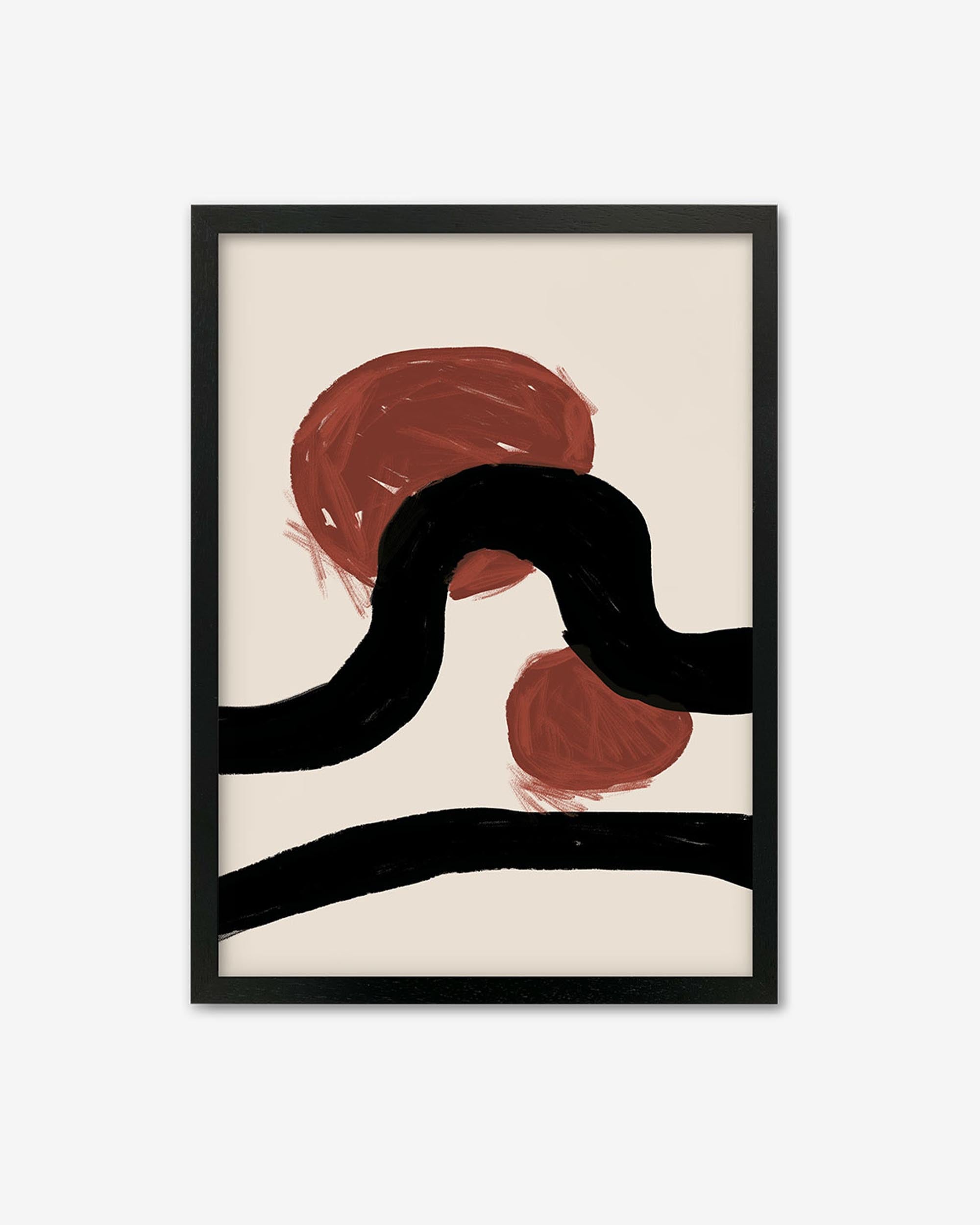 red and black minimal Japandi framed artwork