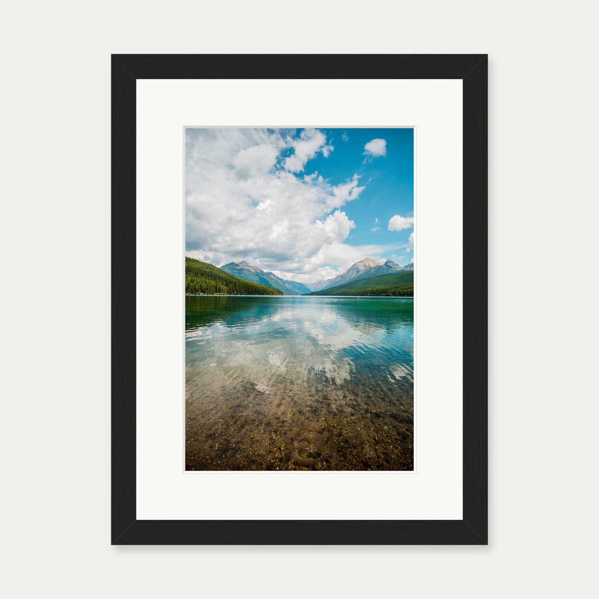 Reflection Lake Art Print — 30 x 40 cm — Black Frame