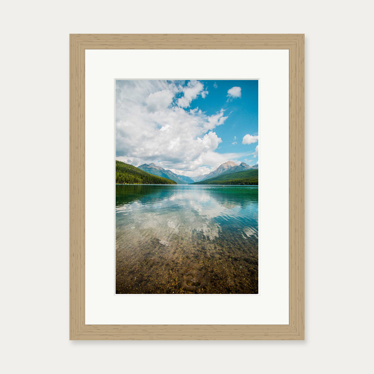 Reflection Lake Art Print — 30 x 40 cm — Oak Frame