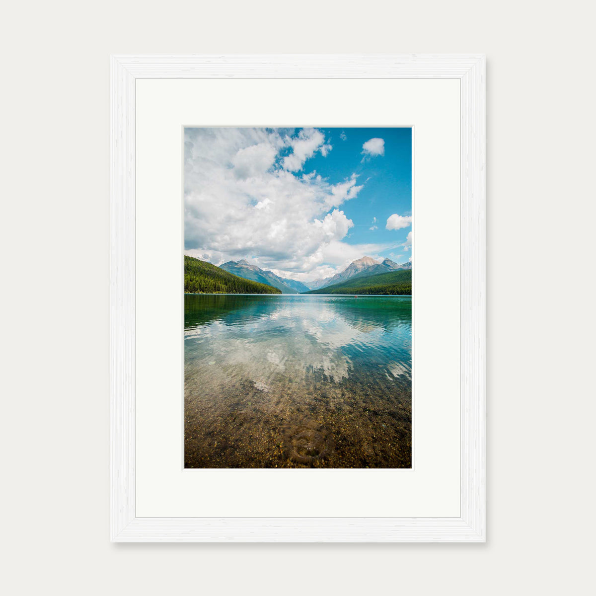 Reflection Lake Art Print — 30 x 40 cm — White Frame
