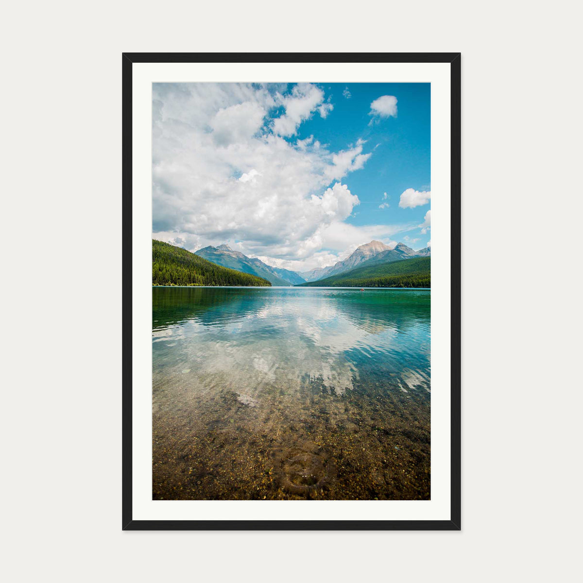 Reflection Lake Art Print — 70 x 100 cm — Black Frame